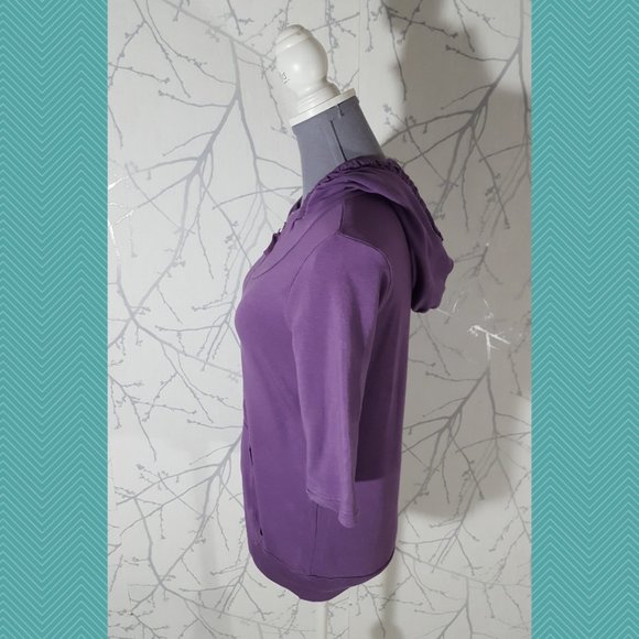 Splendid Purple Modal Blend Full Zip Half Sleeve Hoodie - Picture 3 of 4